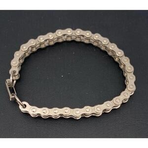 Silver Tone Motorcycle Chain Bracelet Biker Steampunk